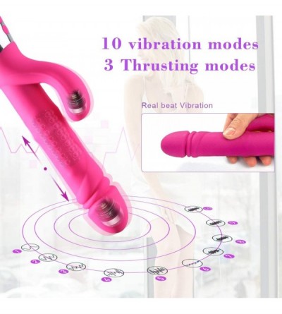 Vibrators G Spot Rabbit Vibrator for Women with 10 Vibration Modes 3 Thrusting modes Triple motors Dildo Vibrator- Silicone W...