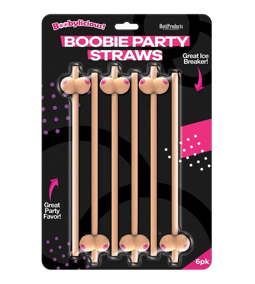 Novelties Boobie Straws 6 Pack- Flesh Beige - CO18I5ADU94 $9.68