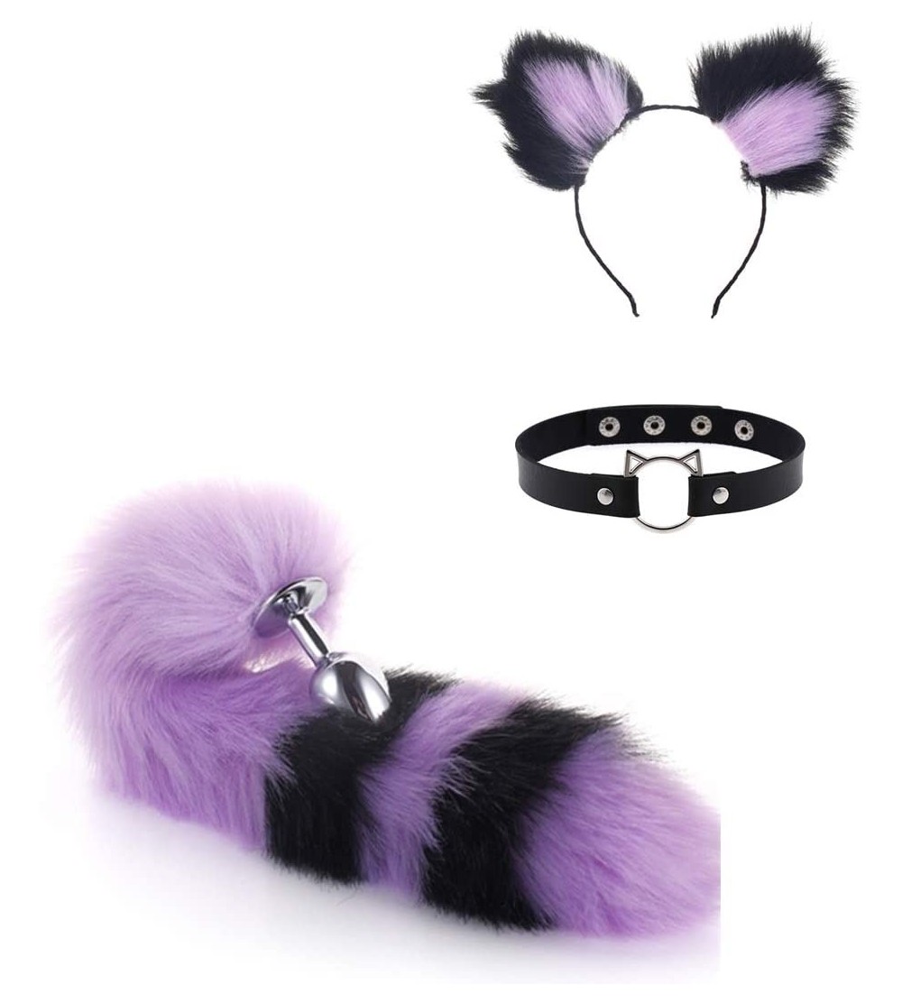 Restraints Fox Tail Plùg Bùtt Ear Set Collar Choker Kitten Ring 8 Colors Fox Anime Stainless Steel Bunny Headband Hair Clips ...