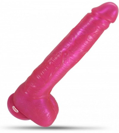 Dildos Realistic Dildo 11 Inch Suction Cup Big Firm Cock & Balls Pink - Pink - C411EXGTFEL $20.54