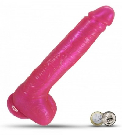 Dildos Realistic Dildo 11 Inch Suction Cup Big Firm Cock & Balls Pink - Pink - C411EXGTFEL $20.54