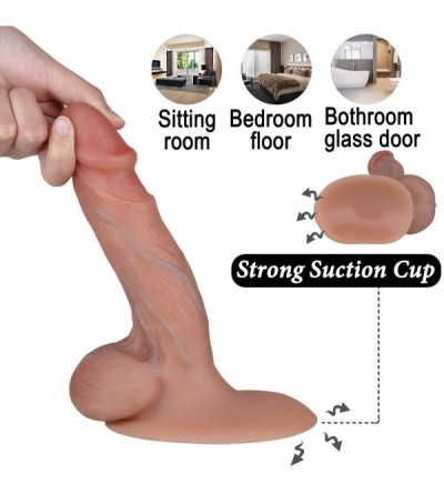 Dildos Dual Skin Realistic Silicone Dildo Natural Flesh Premium Sex Toy Penis with Suction Base- Insertable 6 inches - CZ18G9...