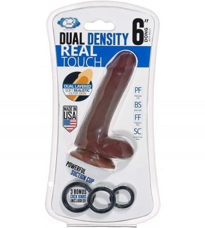 Dildos Dual Density Real Touch Dildo Dong Sextoy (Brown) - Brown - CM18E9W47W5 $52.92