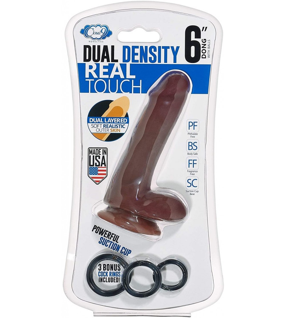 Dildos Dual Density Real Touch Dildo Dong Sextoy (Brown) - Brown - CM18E9W47W5 $22.58