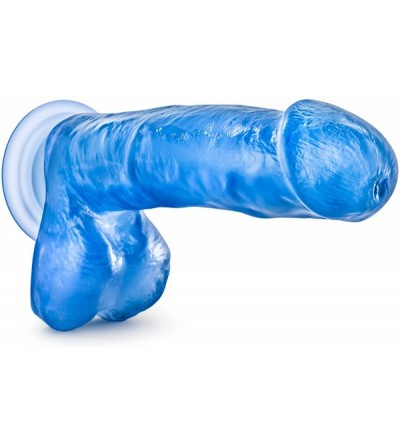 Dildos 7" Realistic Feel Lifelike Flexible Dildo Suction Cup Harness Compatible - Clear Blue - CZ11LUGIAJ7 $12.24