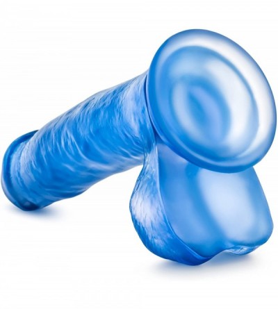 Dildos 7" Realistic Feel Lifelike Flexible Dildo Suction Cup Harness Compatible - Clear Blue - CZ11LUGIAJ7 $12.24