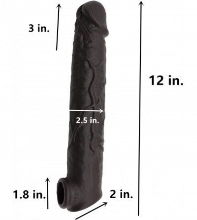 Pumps & Enlargers 12 in. Black Silicone penile Condom Lifelike Fantasy Sex Male Chastity Toys Lengthen Cock Sleeves Dick Reus...
