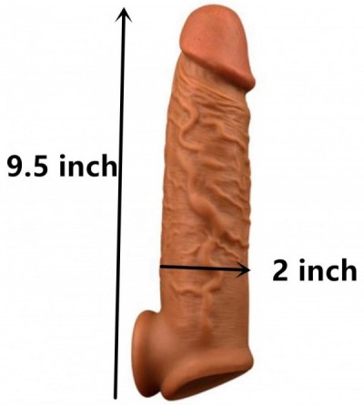 Pumps & Enlargers 2020 Extra Large 9.5 Inch Brown Silicone Pên?ís Sleeve for Men Large Extension Cóndom Thick and Big Extra L...
