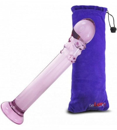 Dildos Dildo 7.5 inch Curved G-Spot Pink Glass Wand Bundle with Premium Padded Pouch - Pink - CO11F8GOI33 $35.51