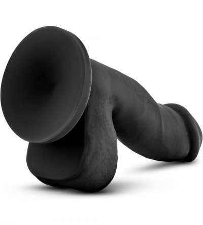 Vibrators 7 Inch Realistic Silky Smooth Silicone Strap On Compatible Dildo (Black) - Black - CE12MX5ZV7T $24.10