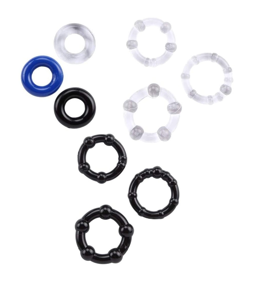 Penis Rings 9pcs/Set Beads Lock Fine Ring Cook Restraint Rings Male Delayed Couple Adult Game Six Toy - CQ19E4R7ZW9 $8.66