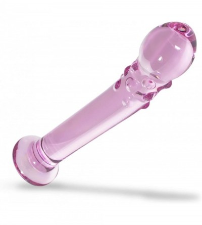 Dildos Dildo 7.5 inch Curved G-Spot Pink Glass Wand Bundle with Premium Padded Pouch - Pink - CO11F8GOI33 $9.22