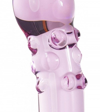 Dildos Dildo 7.5 inch Curved G-Spot Pink Glass Wand Bundle with Premium Padded Pouch - Pink - CO11F8GOI33 $9.22