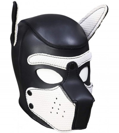 Gags & Muzzles Leather Bondage Fetish Dog Mask- Black Full Face Blindfold Breathable Restraint Head Hood- Sex Toys- for Unise...