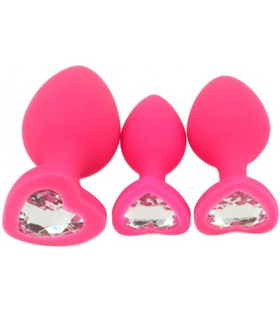 Anal Sex Toys Anal Sex Trainer 3PCS Kit Heart Silicone Jeweled Butt Plugs (Pink) - Pink - CM18GGNNTXL $24.04