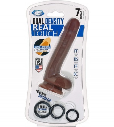 Dildos 7 Inch Dual Density Real Touch Dildo Dong with Balls Sextoy (Brown) - Brown - CY18E9UIQS0 $16.89