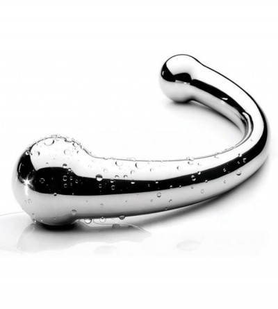 Dildos Double-Ended Dildo G-spot Massage Anal Plug Stimulate Wand Fetish Dildo Solid Stainless Steel Curved Dual Ended Mastur...