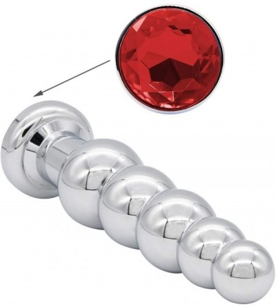 Anal Sex Toys Anal Beads- Red Jewelry Metal Butt Plug Anal Trainer Toys with 5 Graduated Balls Fetish Kinky Sex Love Tools fo...