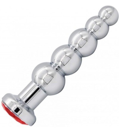 Anal Sex Toys Anal Beads- Red Jewelry Metal Butt Plug Anal Trainer Toys with 5 Graduated Balls Fetish Kinky Sex Love Tools fo...