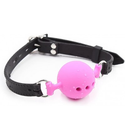 Gags & Muzzles Silicone Breathable Ball Gag for Adult Bondage Restraints Sex Play (Pink+Black- 1.5in Ball) - Pink+black - CD1...