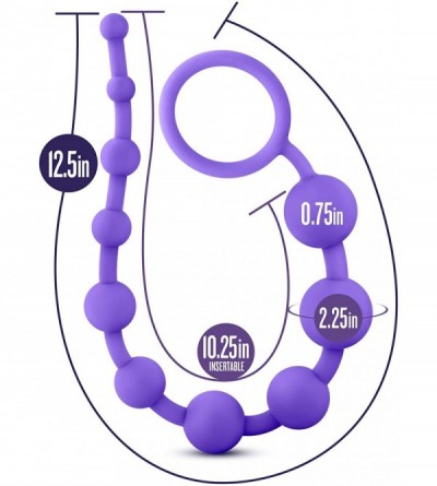 Anal Sex Toys Silky Smooth Beginner Silicone Anal Beads 12.5" Length with Pull Handle - Purple - CJ12M0KH0KH $8.72
