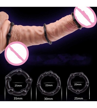 Penis Rings Time Delay Waterproof Silicone Soft Exercise Bands for Men Women Couple Flexible Quality 3pcs Set - Black - CG196...