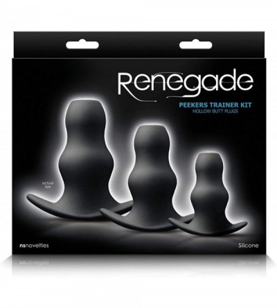 Anal Sex Toys Renegade Peeker - Hollow Rippled Butt Plugs Kit- Black - CC18T3LLAGK $28.90