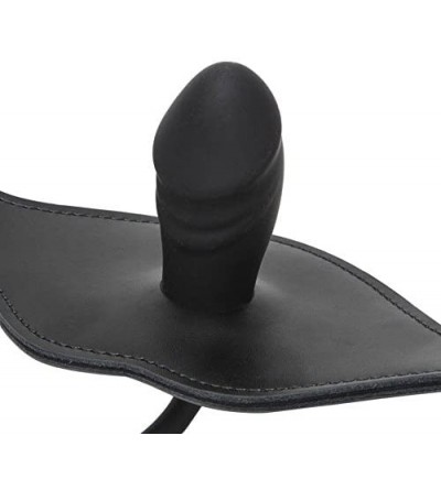 Gags & Muzzles Inflatable Dildo Gag Leather and Silicone for Women Men- Black - C018G69CTTL $15.43