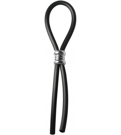 Penis Rings Cock Ring Adjustable Silicone Black Cord with Stainless Steel Grooved Barrel Bead for Tension Control Tight Accur...