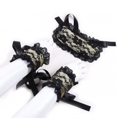 Blindfolds Adults Costume for Flirting Lace Blindfold and Handcuffs Set Party Role Play (Gold) - Golden - CX18DRZNNW8 $21.71