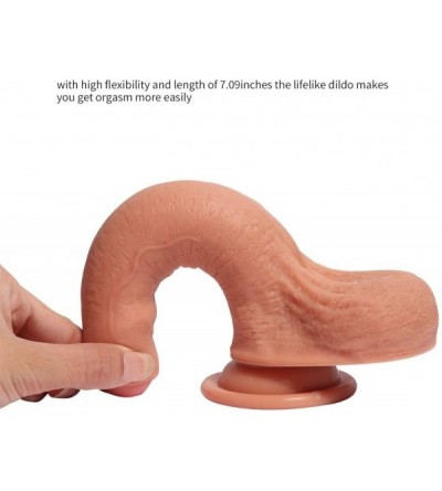 Dildos Flexible Foreskin Double-Layered Dildo 7Inch Real Glans Balls Silicone Penis with Strong Suction Cup Masturbator Adult...