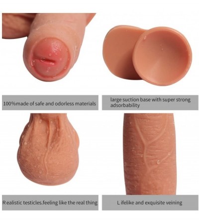 Dildos Flexible Foreskin Double-Layered Dildo 7Inch Real Glans Balls Silicone Penis with Strong Suction Cup Masturbator Adult...