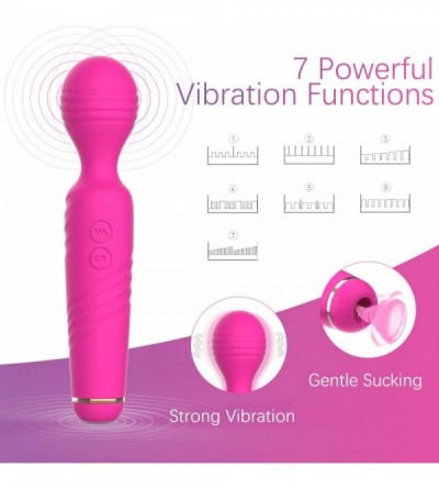 Vibrators Wand Massager-G Spot Dildo Vibrators with 7 Powerful Vibration Modes and Clitoris Suction- Handheld Clitoral Vibrat...