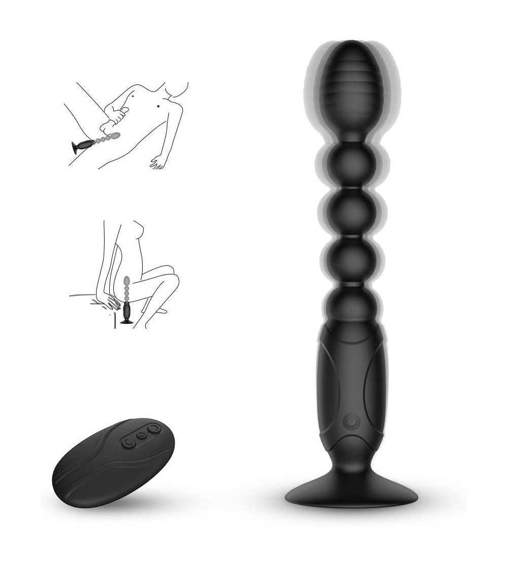Vibrators Vibrating Anal Beads Vibrator Prostate Massager - Waterproof G-spot Vibrators Anal Butt Plugs with 10 Modes and Han...