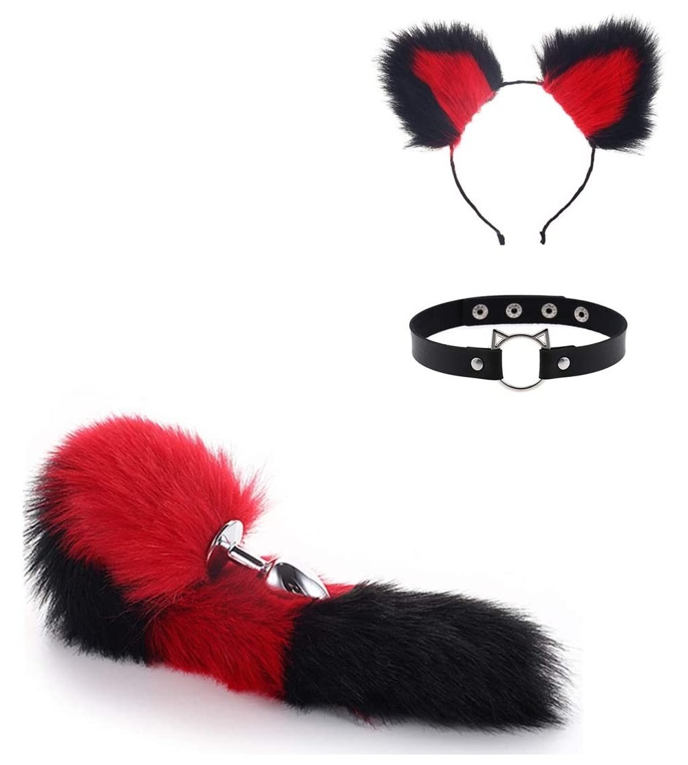 Restraints Tail Bùtt Toy Plùg Sex Ears Set Collar Choker Kitten Ring 8 Colors Fox Anime Stainless Steel Cat Headband Hair Cli...