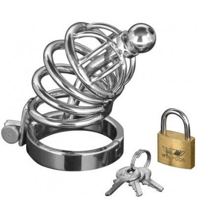 Penis Rings 4 Ring Stainless Steel Locking Male Chastity Cage - C311DG84L91 $116.57