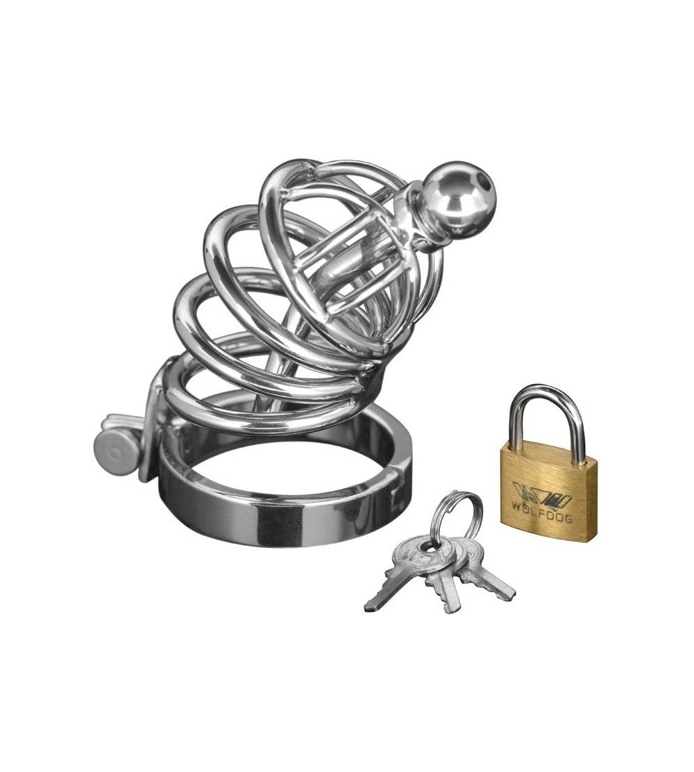 Penis Rings 4 Ring Stainless Steel Locking Male Chastity Cage - C311DG84L91 $30.28