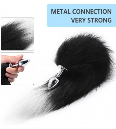Anal Sex Toys Stainless Steel Anal Butt Plug with Faux Silver Fox Tail and Ear-Anal Stopper Tail Sex Toy for SM Adult Games o...