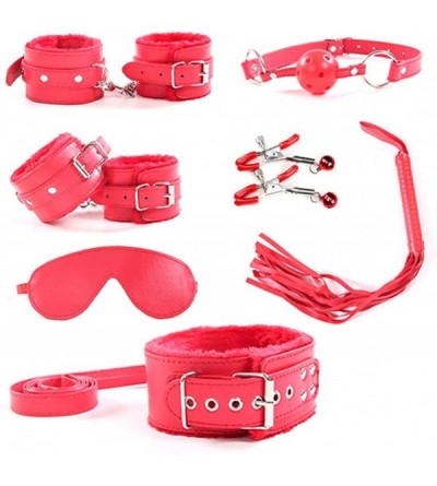 Restraints 7pc Leather clothes Accessory for Men Women - Red - CN196QAKQU0 $21.89
