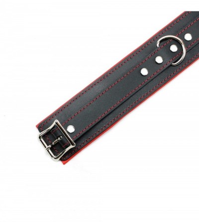 Restraints Melanie Lockable Collar Premium Latigo Leather Handmade - Red - C518S7RM353 $83.26