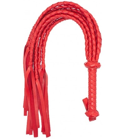 Paddles, Whips & Ticklers Leather Whips- Red BDSM Flogger with Handle Braided for Sex Spanking Games Couples Play- Adult Sex ...