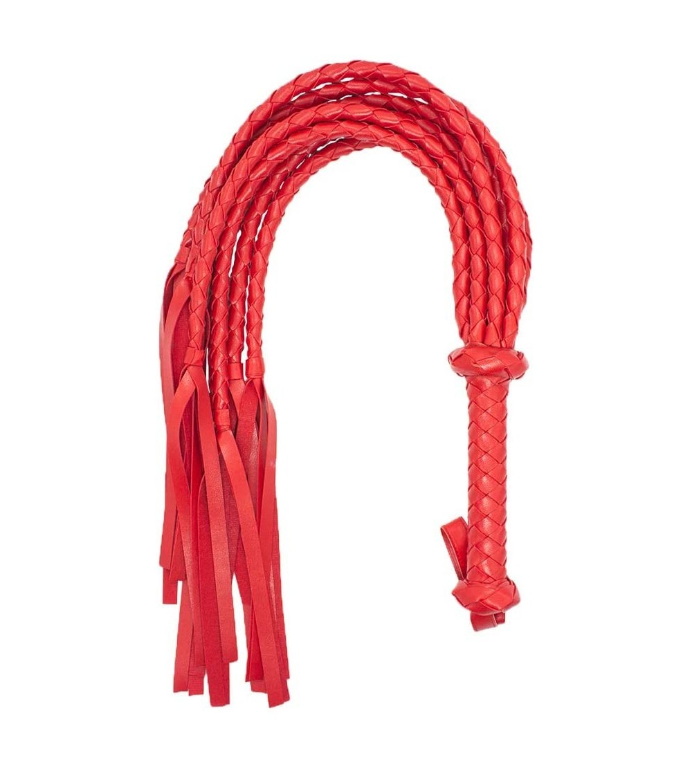 Paddles, Whips & Ticklers Leather Whips- Red BDSM Flogger with Handle Braided for Sex Spanking Games Couples Play- Adult Sex ...