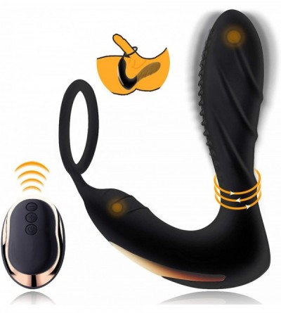Vibrators Male Prostate Massager Vibrator with Penis Ring- Waterproof P-Spot Anal Plug Sex Toys Rechargeable Vibrator 10 Vibr...