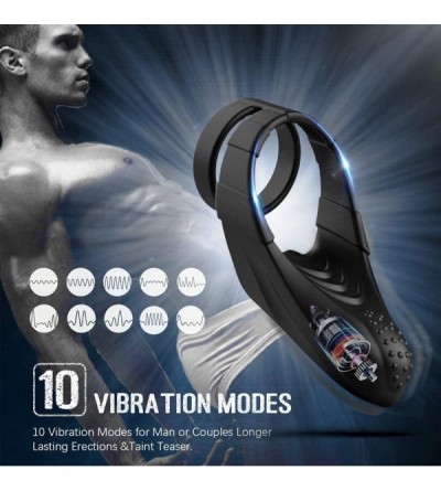 Penis Rings Relax Toy Pennis Ring for Men Strong Vibrating Penis Ring with Testicular Ring 10 Vibration Mode for Men Longer L...