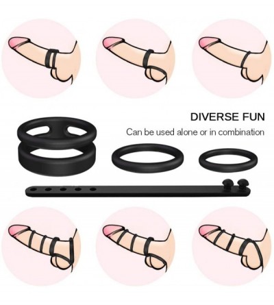 Penis Rings Silicone Penis Ring Set- 4 Different Size Premium Stretchy Dual Cock Ring for Harder Stronger and Last Longer Ere...