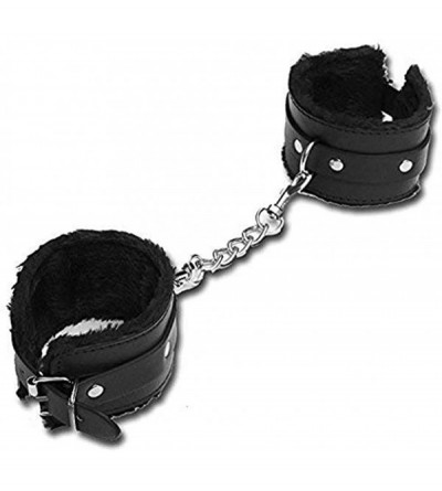 Restraints PU Leather Handcuffs Soft Wrist Cuffs - Black - CS18TO66R4H $22.43