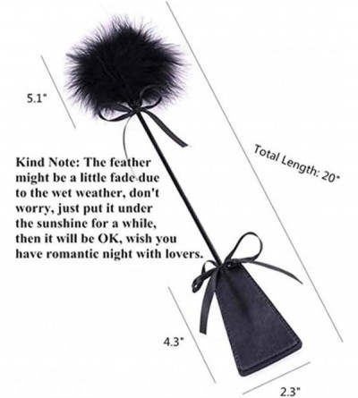 Paddles, Whips & Ticklers Long Satin Eye Mask Sport Leather Whip Feather Tickler(2Pack) (Black/White) - Black/White - C718ZRY...