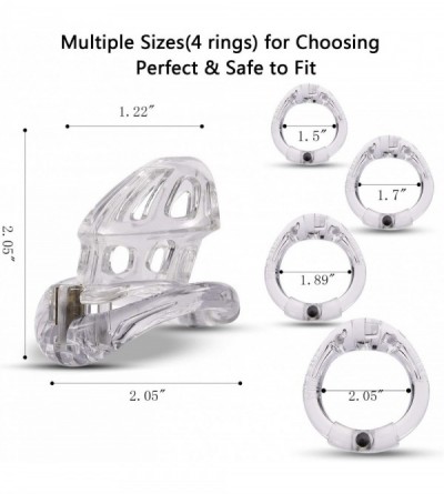 Chastity Devices Male Chastity Cage Lightweight Cock Cage Device Sex Toys for Man with 4 Sizes Rings and Invisible Lock - Whi...