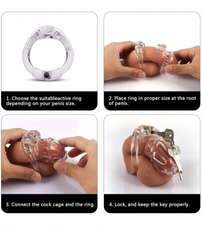 Chastity Devices Male Chastity Cage Lightweight Cock Cage Device Sex Toys for Man with 4 Sizes Rings and Invisible Lock - Whi...