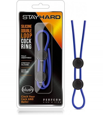 Penis Rings Stay Hard - Silicone Double Loop Cock Ring - Blue - CU18W65KKU9 $24.02